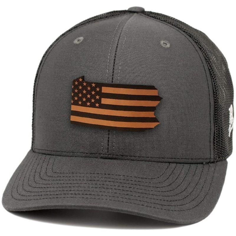 'Pennsylvania Patriot' Leather Patch Hat Curved Trucker - Charcoal ...