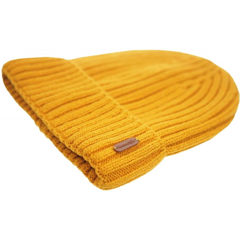 Classic Men's Warm Winter Hats Thick Knit Cuff Beanie Cap with Lining ...