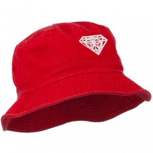 Bucket Hats Diamond Jewelry Logo Embroidered Bucket Hat - Red - C811ND5BJ0V $18.68