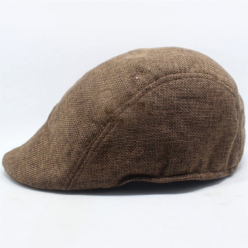 Men's Newsboy Hats Cotton Beret Cap- Casual Cabbie Flat Cap - Brown ...