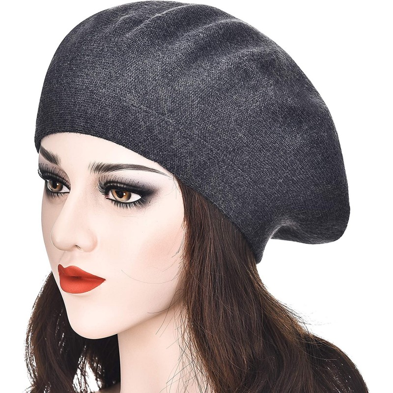 Womens French Beret hat- Reversible Solid Color Cashmere Mosaic Warm ...