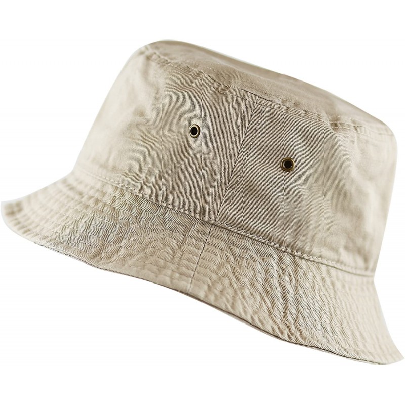 Unisex 100% Cotton Packable Summer Travel Bucket Beach Sun Hat - Khaki ...