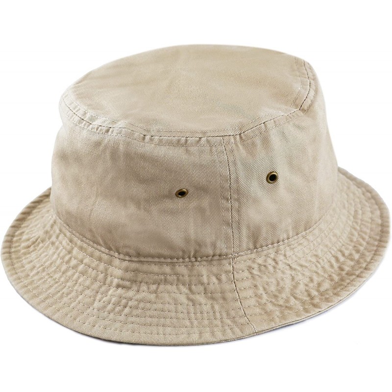 Unisex 100% Cotton Packable Summer Travel Bucket Beach Sun Hat - Khaki ...