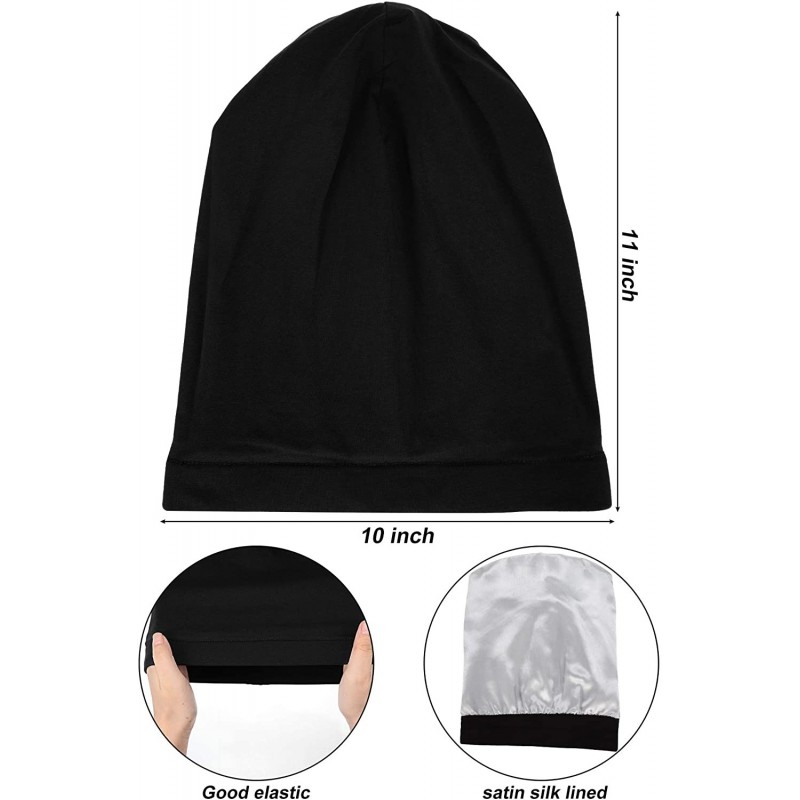 4 Pieces Satin Lined Sleep Cap Slouchy Beanie Slap Hat for Women ...