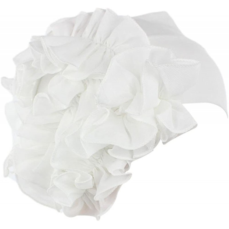 Womens Wrap Cap Flower Chemo Hat Beanie Scarf Turban Headband - White ...