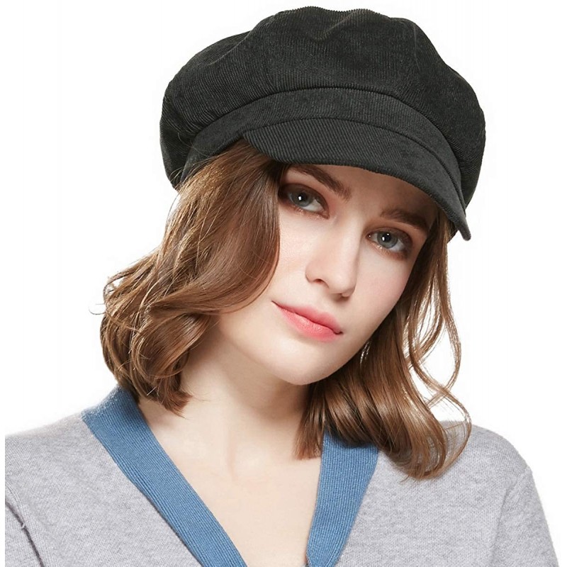 Beret Corduroy Newsboy Hat for Women Visor Adjustable Winter Octagonal ...