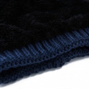 Skullies & Beanies Women's Knitted Messy Bun Hat Ponytail Beanie Baggy Chunky Stretch Slouchy Winter - Denim Blue - CD18YMEZC...