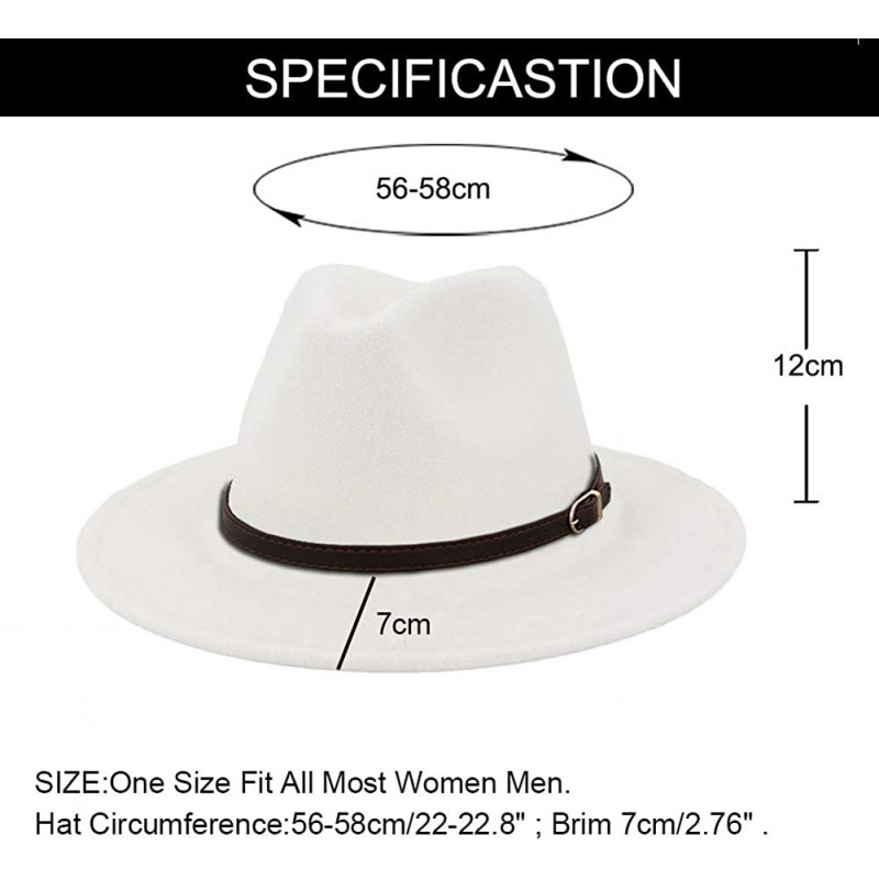 Men & Women Panama Hat Classic Wide Brim Fedora Hat with Belt Buckle ...