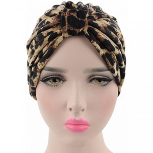 Skullies & Beanies Womens Floral Print Cotton Turban Chemo Sleep Cap-Turban Hat Cap Hair Wrap - Printed Leopard - C217YW0DRX4...
