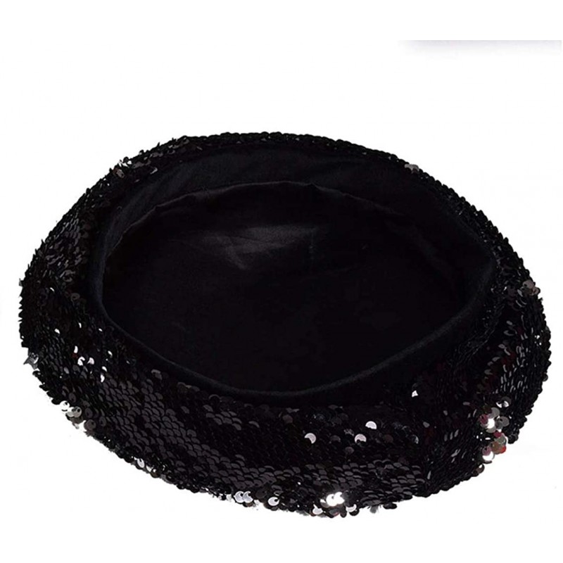 Women Sequin Hats French-Berets Sparkle Shining Beanie Dancing Party ...