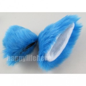 Headbands Long Fur Cat Ears and Cat Tail Set Halloween Party Kitty Cosplay Costume Kits (Sky blue) - Sky blue - CP12IN3HYFV $...