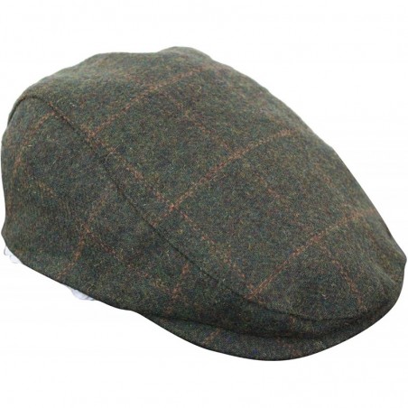 Mens Herringbone Tweed Wool Check Grandad Flat Caps Hats Vintage Green ...