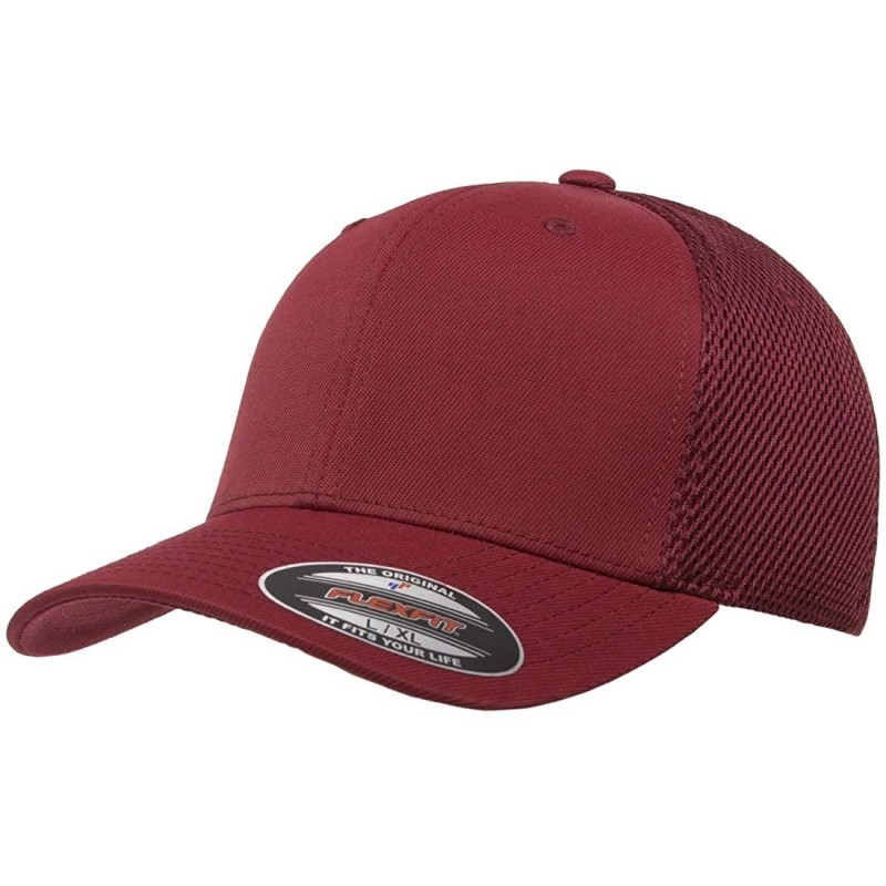 Baseball Caps Men's Ultrafibre Airmesh Fitted Cap- Maroon- Small/Medium - CB18UYS895O $13.02